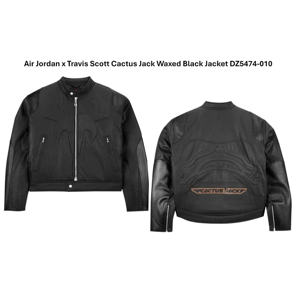 Air Jordan x Travis Scott Cactus Jack Waxed Black Jacket‎ DZ5474-010 Men's L NEW